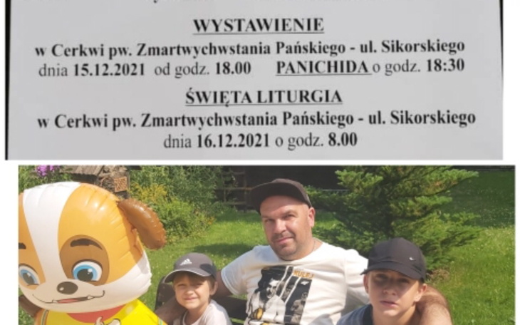 Ogłoszenie o wydarzeniu w cerkwi z datami i godzinami.