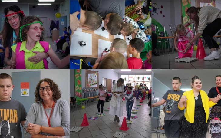 Dzieci bawiące się na imprezie, radosna atmosfera.