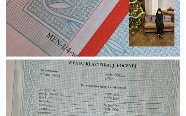 Dokument edukacyjny z wynikami klasyfikacji rocznej.