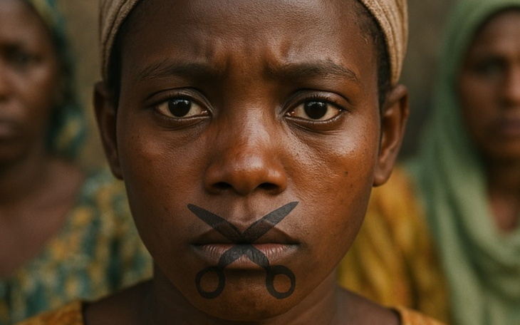 Młoda kobieta z poważnym wyrazem twarzy, symbolizująca walkę o prawa.