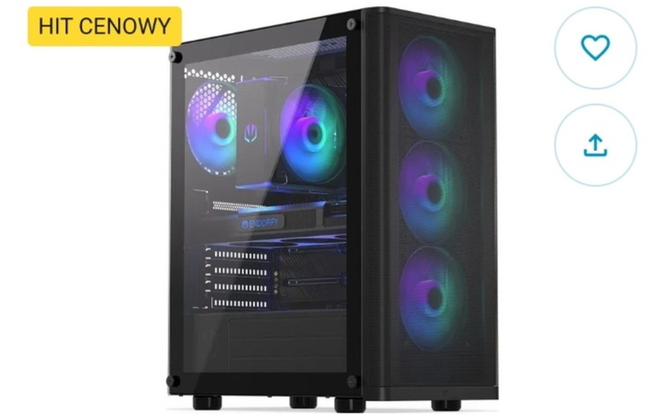 Komputer stacjonarny z podświetleniem RGB.