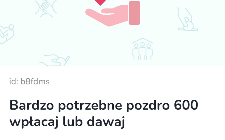 Grafika z sercem i napisem o potrzebnych darowiznach.