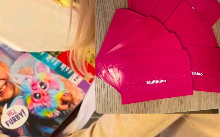 Różowe karty Multikina obok kolorowego magazynu.