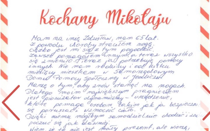 List do Mikołaja, prośba o pomoc.