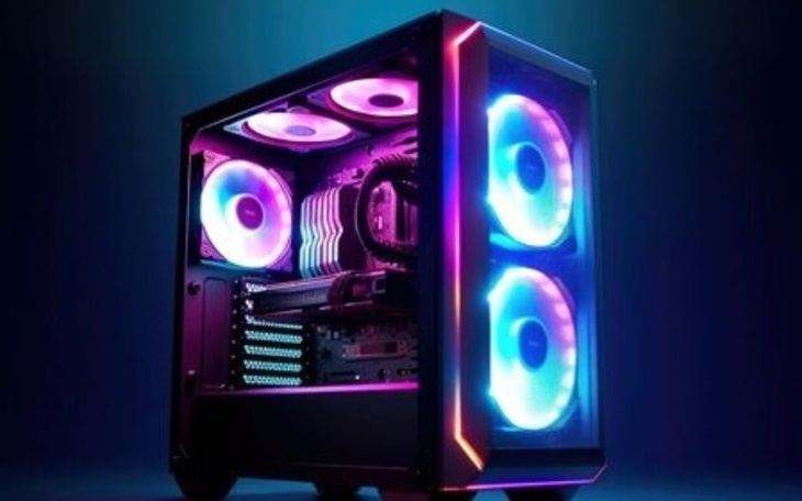 Nowoczesna obudowa komputera z podświetleniem LED.