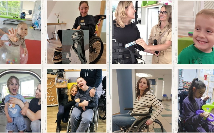 Osoby w różnych sytuacjach, uśmiechy i radość w codziennym życiu.