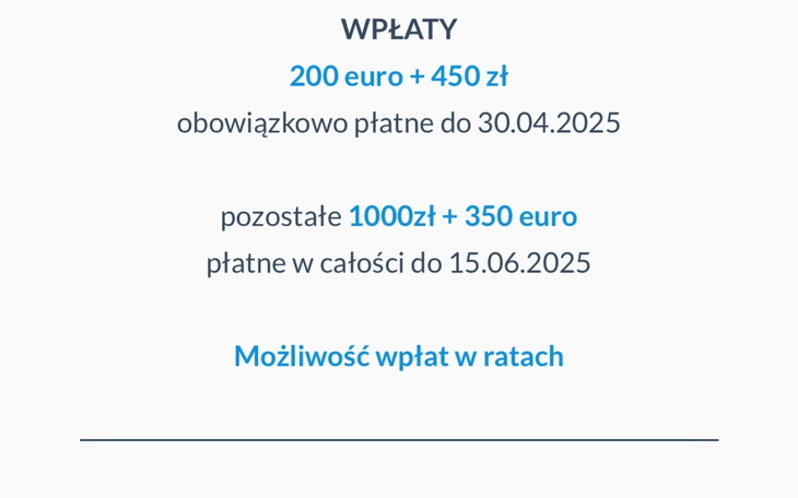 Informacje o wpłatach i terminach płatności.