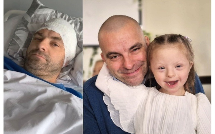 Mężczyzna w szpitalu z córką.