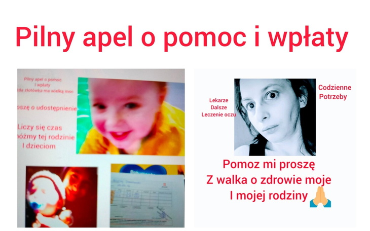 Plakat z apelem o pomoc dla dziecka i rodziny.