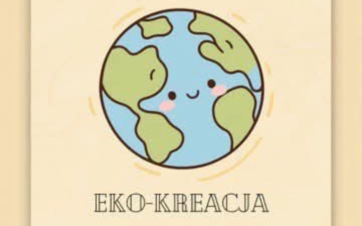Ilustracja Ziemi z uśmiechniętą buźką i napisem EKO-KREACJA.