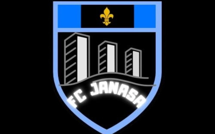 Herb drużyny FC Janasa z charakterystycznymi elementami architektury.