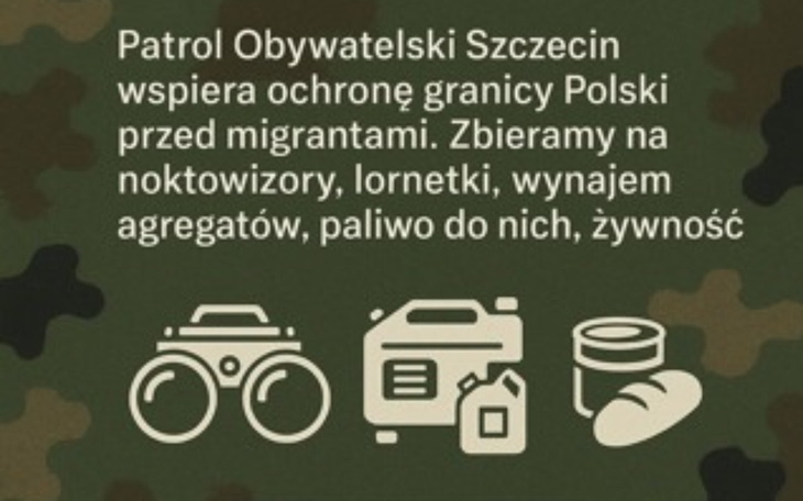 Plakat wspierający patrol obywatelski w Szczecinie.