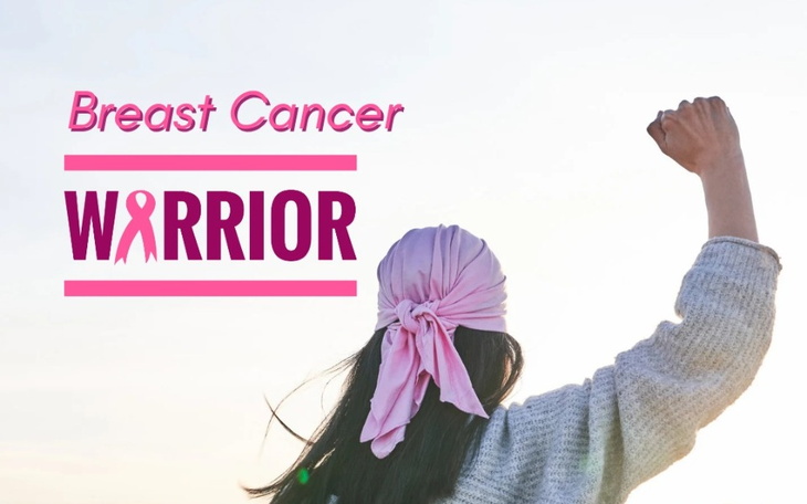 Kobieta z podniesioną ręką, symbolizująca walkę z rakiem piersi.