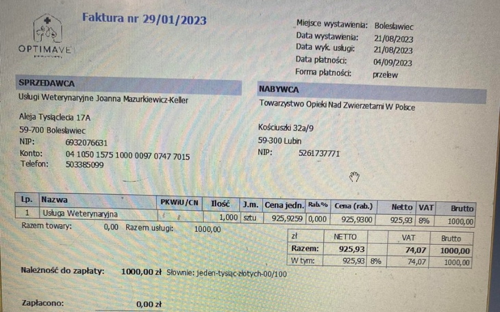 Zbiórka Zaległa faktura... - zdjęcie główne