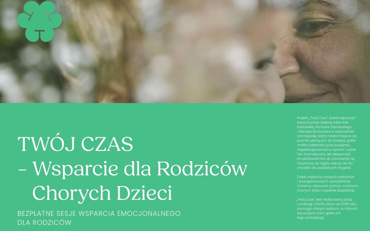 Grafika promująca wsparcie dla rodziców chorych dzieci.