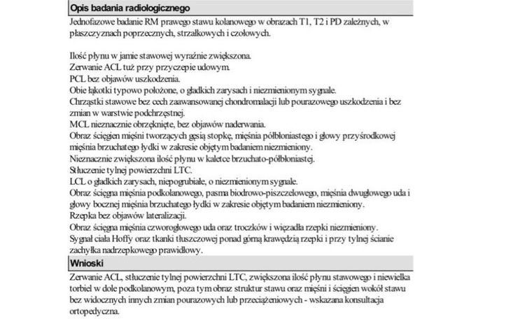 Zbiórka RekonstrukcjaWięzadeł krzyżowych - zdjęcie główne