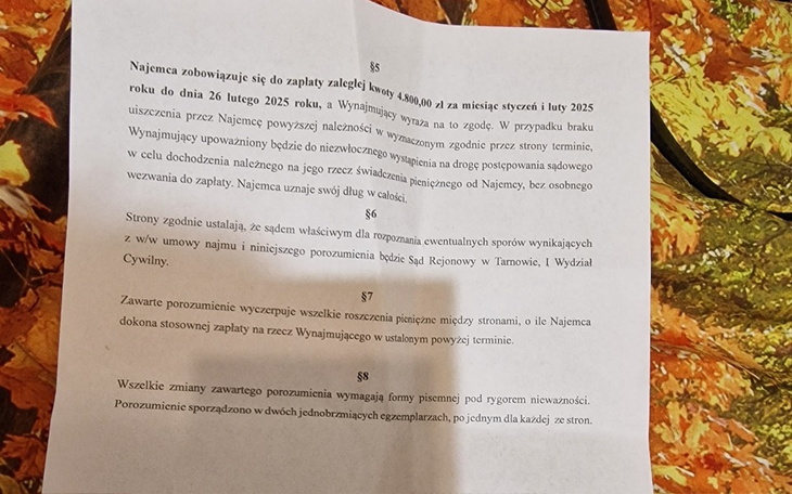 Dokument dotyczący umowy najmu z datą do lutego 2025 roku.