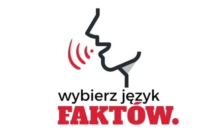 Logo z hasłem 'wybierz język faktów'.