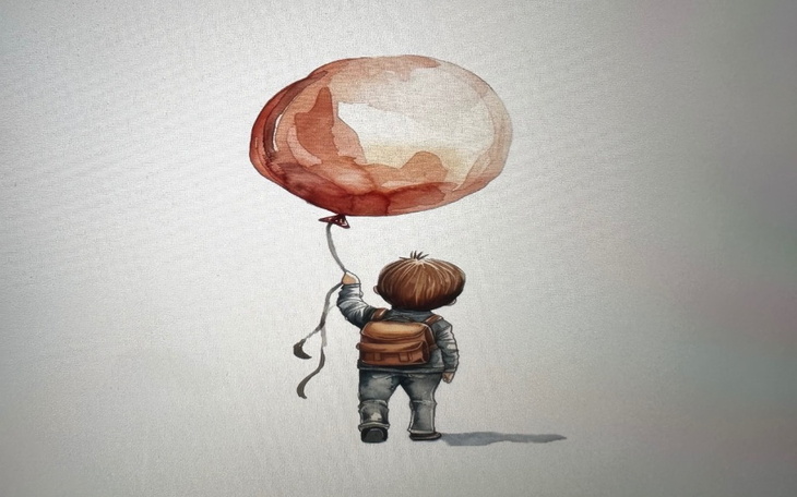 Ilustracja chłopca trzymającego balon.
