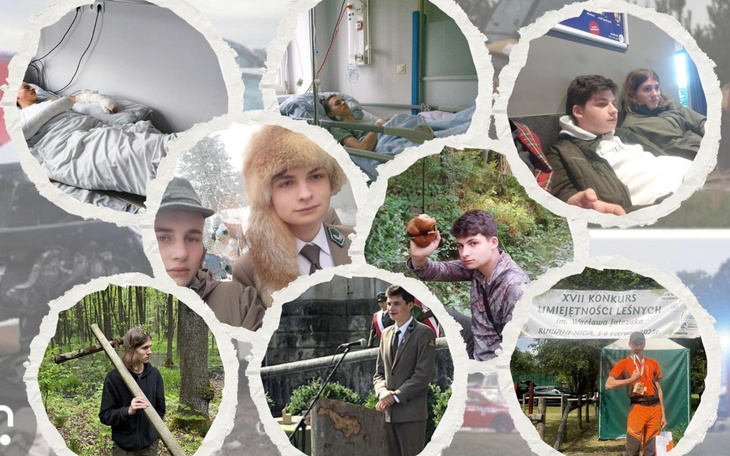 Kolaż zdjęć młodych ludzi w różnych sytuacjach.