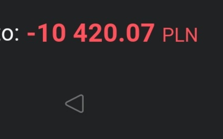 Zrzut ekranu z aplikacji pokazujący saldo -10 420,07 PLN.