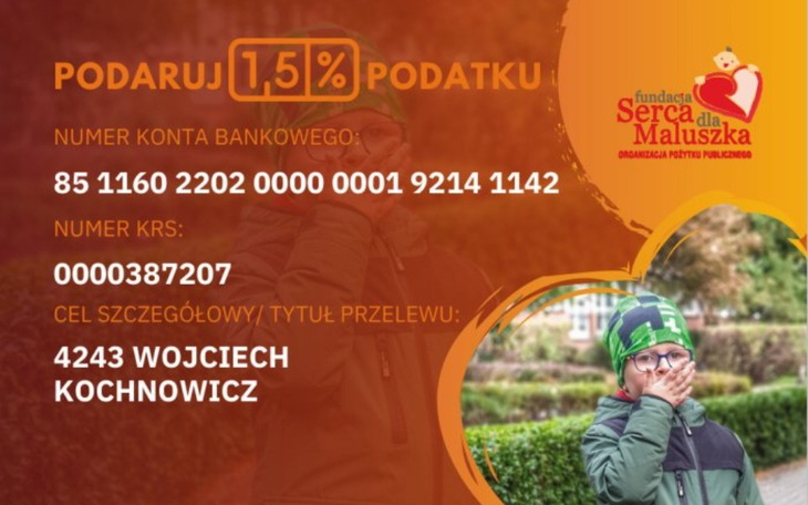 Informacje o darowiznach dla fundacji z danymi konta.