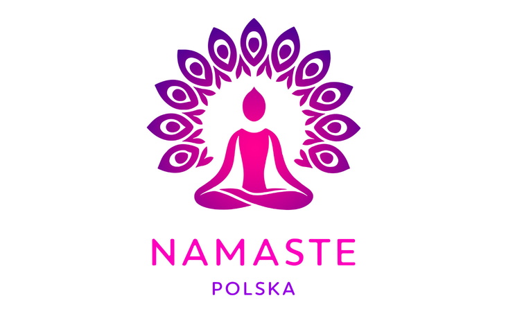 Logo Namaste Polska z postacią medytującą.