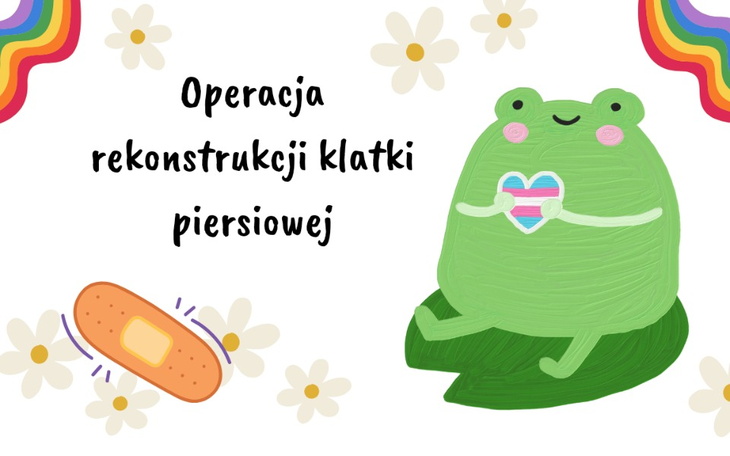 Ilustracja żaby z sercem, promująca operację rekonstrukcji.