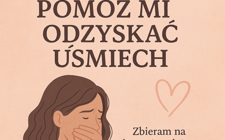 Plakat z prośbą o pomoc w odzyskaniu uśmiechu.