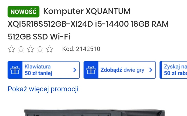 Nowoczesny sklepowy banner na stronie z produktem komputerowym.