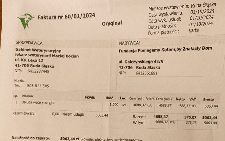 Zbiórka Faktura za leczenie oraz za prąd - zdjęcie główne