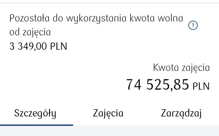 Informacje o pozostałej kwocie do wykorzystania.