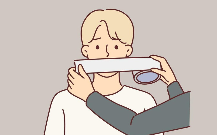 Ilustracja przedstawiająca osobę z zaklejonymi ustami.