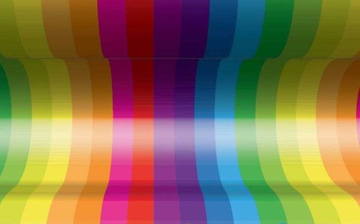 Kolorowy gradient w odcieniach tęczy, tworzący efekt fal.