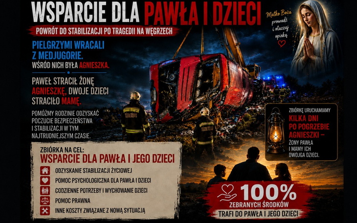 Dwóch wolontariuszy trzyma zdjęcie, serduszka na paskach