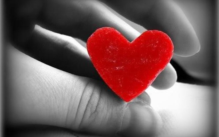 Czerwone serce w dłoni, symbol miłości i wsparcia.