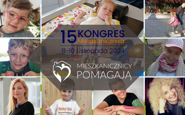 Plakat zapraszający na kongres, z uśmiechniętymi dziećmi.