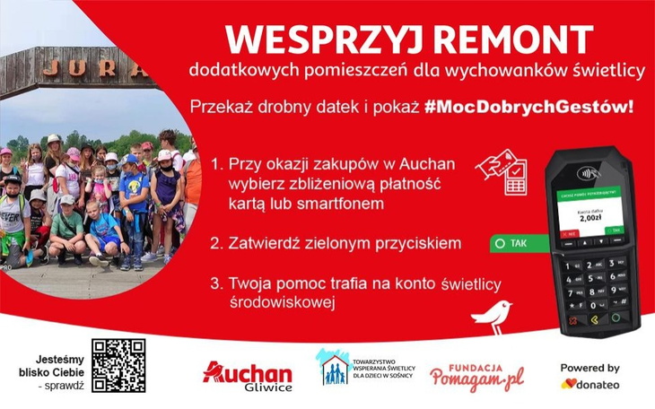 Plakat promujący zbiórkę funduszy na remont.