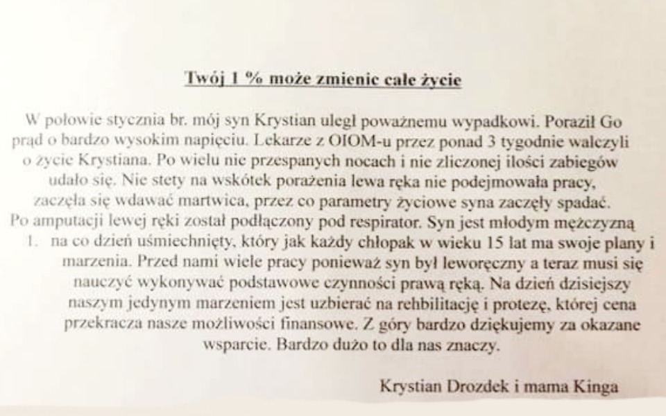 
        Zbiórka Pomóżmy krystianowi i mamie - zdjęcie główne
    