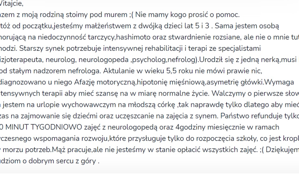 
        Zbiórka rehabilitacja/terapia - zdjęcie główne
    