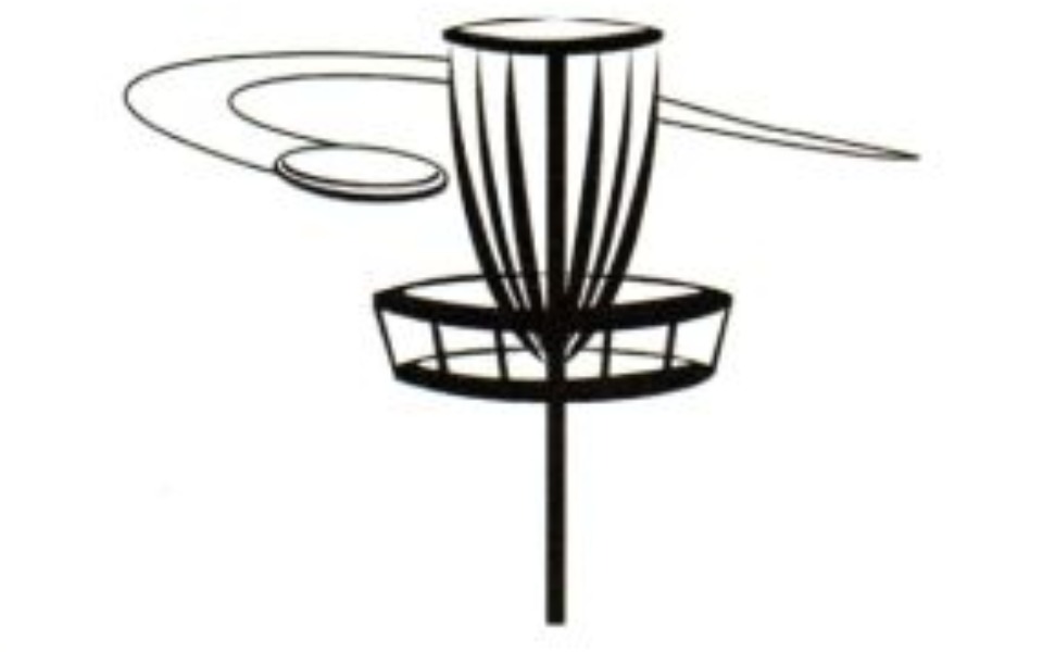 
        Ikona kosza do discgolfu z dyskiem w powietrzu.
    