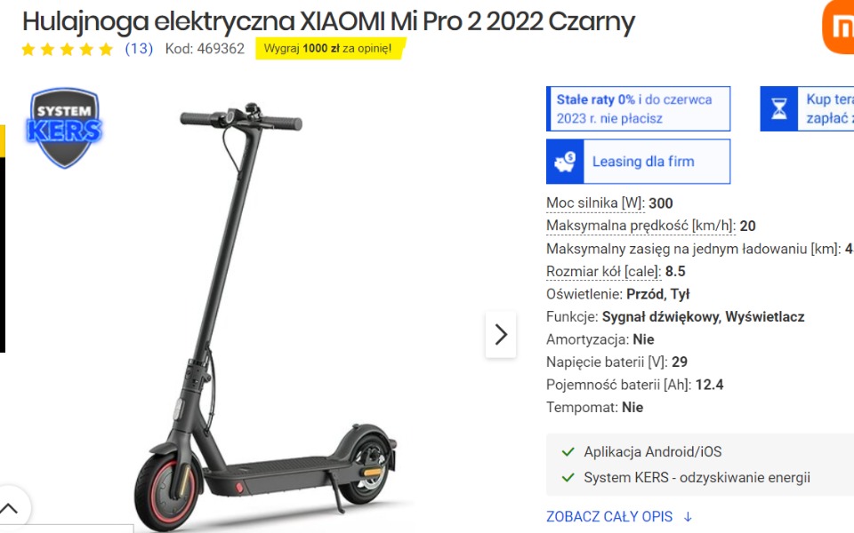 
        Zbiórka Hulajnoga elektryczna MI Pro 2 - zdjęcie główne
    