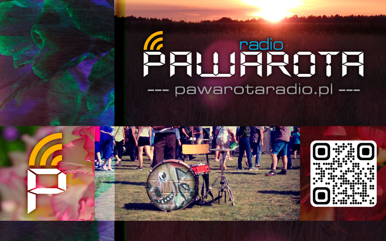 
        Grafika promująca radio Pawarota z kolorowymi elementami.
    
