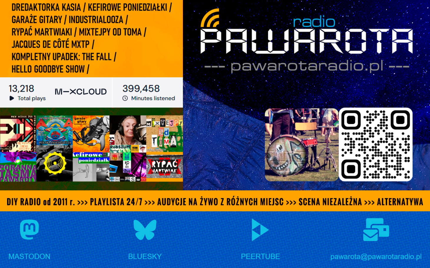 
        Grafika promująca radio Pawarota z różnymi informacjami.
    