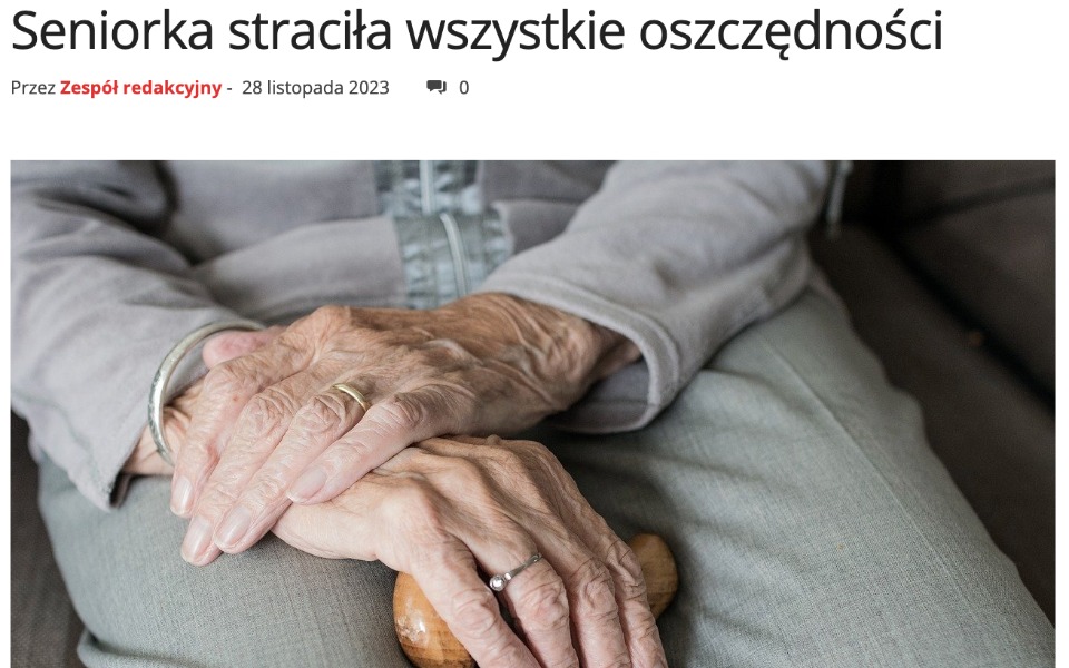 
        Zbiórka Dla oszukanej Seniorki - zdjęcie główne
    