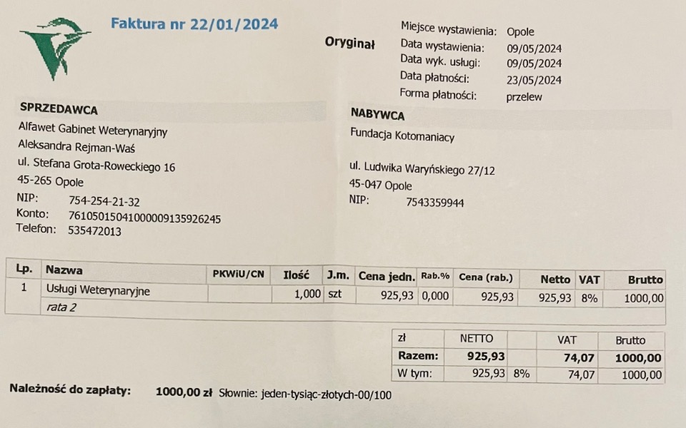 
        Zbiórka Pomóż spłacić fakturę za marzec - zdjęcie główne
    