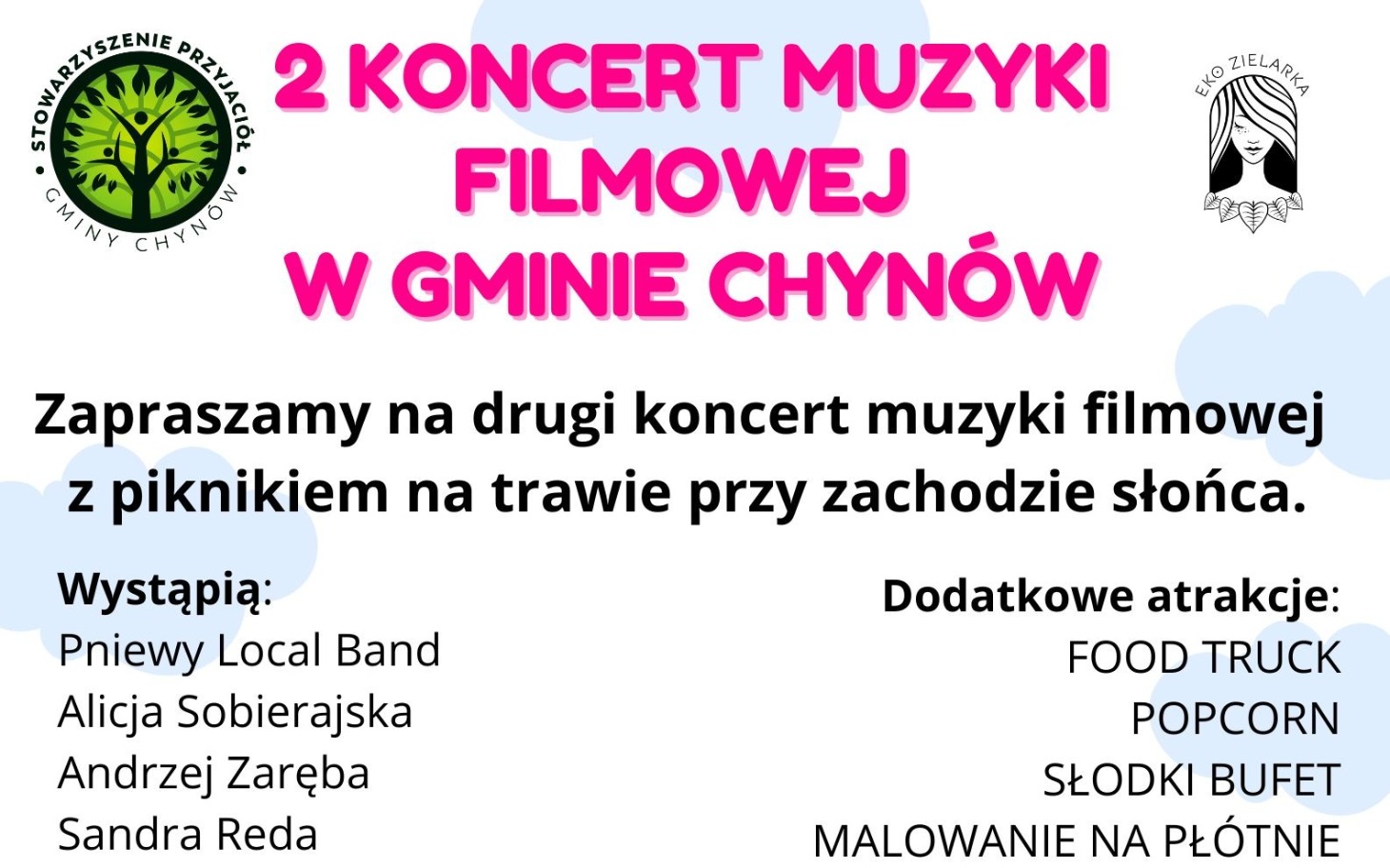 
        Plakat zapraszający na koncert muzyki filmowej.
    