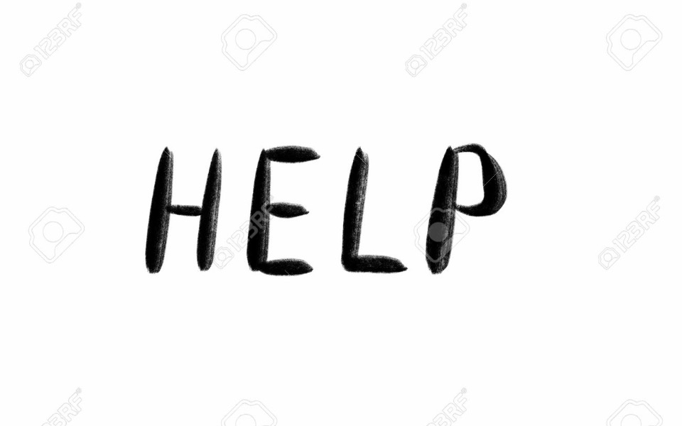 
        Napis HELP, symbolizujący potrzebę pomocy.
    