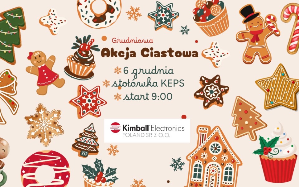 
        Plakat promujący akcję ciastkową z różnymi ciasteczkami.
    