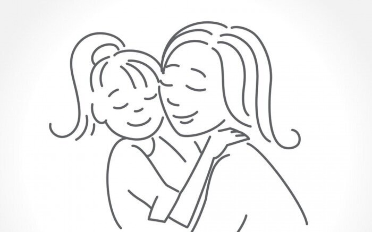 
        Rysunek matki i córki przytulających się.
    